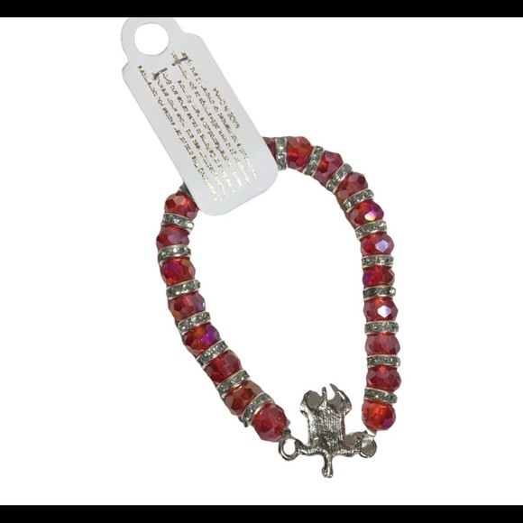 Beaded bracelet with sea turtle pendant and faux diamonds - Picture 7 of 7